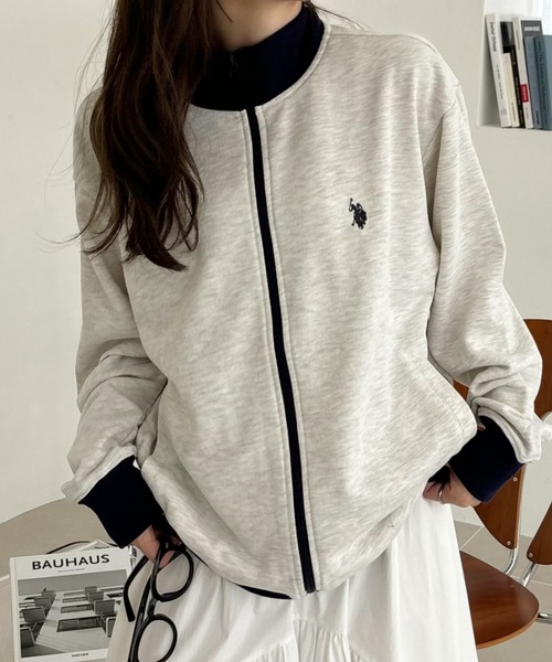 U.S. POLO ASSN.（ユーエスポロアッスン）の「U.S. POLO ASSN. スタンドカラー スウェットジャケット（ジャージ・レディース・ネイビー/グレー/アイボリー/ブラック・M/L）」の18枚目の写真