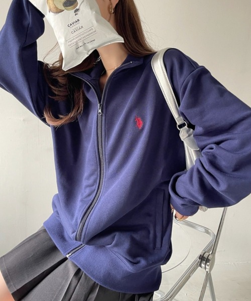 U.S. POLO ASSN.（ユーエスポロアッスン）の「U.S. POLO ASSN. スタンドカラー スウェットジャケット（ジャージ・レディース・ネイビー/グレー/アイボリー/ブラック・M/L）」の10枚目の写真