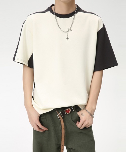 オーバーサイズ 配色カラー切り替えデザインTシャツカットソー ストレッチ（Tシャツ/カットソー）｜Ressaca（レサーカ）