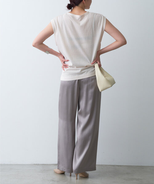 GALLARDAGALANTE(ガリャルダガランテ)の「シアーロゴノースリーブTee(Tシャツ/カットソー・レディース・ブラック/オフホワイト/ブラウン・FREE)」の14枚目の写真