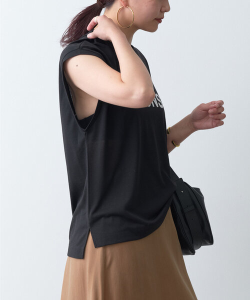 GALLARDAGALANTE(ガリャルダガランテ)の「シアーロゴノースリーブTee(Tシャツ/カットソー・レディース・ブラック/オフホワイト/ブラウン・FREE)」の9枚目の写真