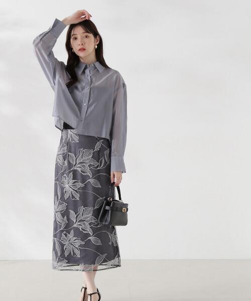 PROPORTION BODY DRESSING（プロポーションボディドレッシング）の「チュール配色レースナロースカート / 1214220805（スカート・レディース・ダークグレー/グレー・MEDIUM/SMALL）」の11枚目の写真