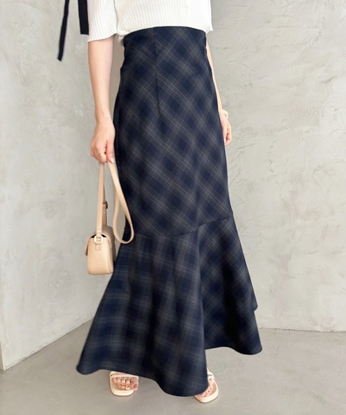 one after another NICE CLAUP（ワンアフターアナザーナイスクラップ）の「【WEB限定商品】バックレースアップマーメイドスカート(S,M,Lサイズ)（スカート・レディース・ネイビー系/ブラウン系その他/ブラック・LARGE/MEDIUM/SMALL）」の3枚目の写真