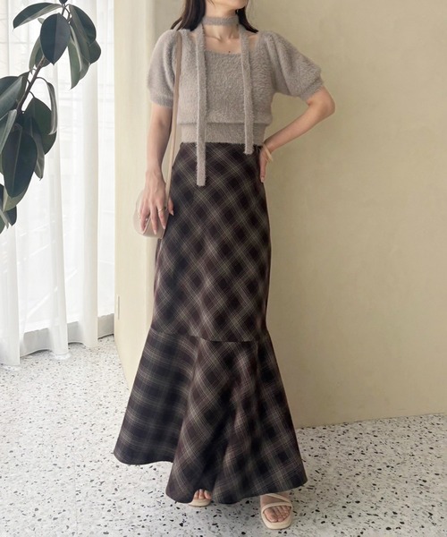 one after another NICE CLAUP（ワンアフターアナザーナイスクラップ）の「【WEB限定商品】バックレースアップマーメイドスカート(S,M,Lサイズ)（スカート・レディース・ネイビー系/ブラウン系その他/ブラック・LARGE/MEDIUM/SMALL）」の4枚目の写真