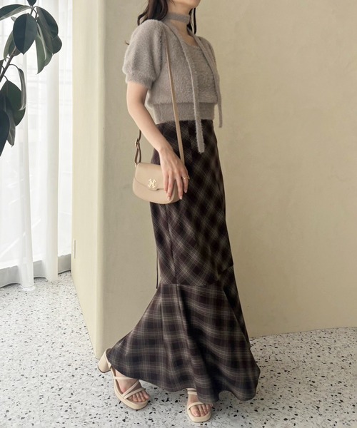 shellerネイビー レース マーメイドスカート ジョーゼット後レースアップマーメイドスカート｜KarLParkLane