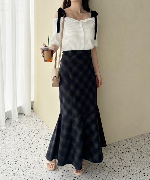 one after another NICE CLAUP（ワンアフターアナザーナイスクラップ）の「【WEB限定商品】バックレースアップマーメイドスカート(S,M,Lサイズ)（スカート・レディース・ネイビー系/ブラウン系その他/ブラック・LARGE/MEDIUM/SMALL）」の8枚目の写真