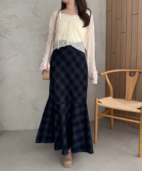 one after another NICE CLAUP（ワンアフターアナザーナイスクラップ）の「【WEB限定商品】バックレースアップマーメイドスカート(S,M,Lサイズ)（スカート・レディース・ネイビー系/ブラウン系その他/ブラック・LARGE/MEDIUM/SMALL）」の16枚目の写真