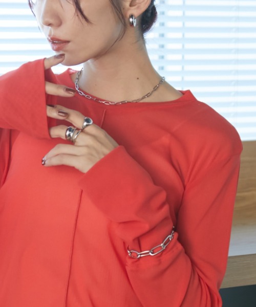 Auntie Rosa Holiday（アンティローザホリデー）の「パワーメッシュシアーロンTEE（Tシャツ/カットソー・レディース・ボルドー/ブラック/オフホワイト/グレー/ブルー/オレンジ系/グリーン・FREE）」の9枚目の写真