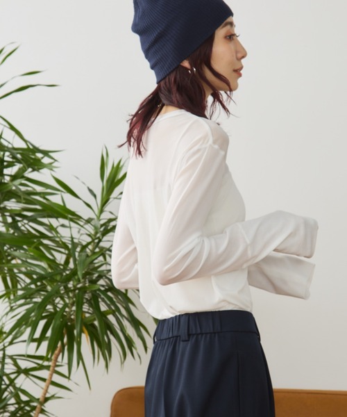 Auntie Rosa Holiday（アンティローザホリデー）の「パワーメッシュシアーロンTEE（Tシャツ/カットソー・レディース・ボルドー/ブラック/オフホワイト/グレー/ブルー/オレンジ系/グリーン・FREE）」の14枚目の写真