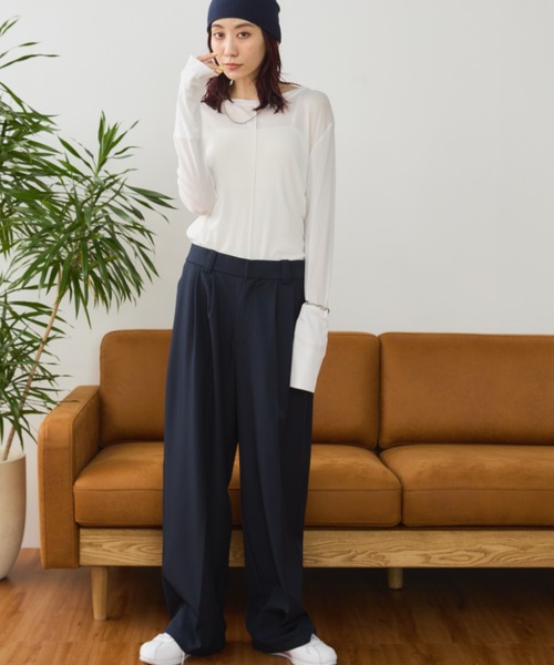 Auntie Rosa Holiday（アンティローザホリデー）の「パワーメッシュシアーロンTEE（Tシャツ/カットソー・レディース・ボルドー/ブラック/オフホワイト/グレー/ブルー/オレンジ系/グリーン・FREE）」の16枚目の写真