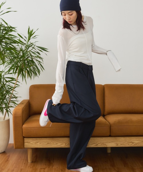 Auntie Rosa Holiday（アンティローザホリデー）の「パワーメッシュシアーロンTEE（Tシャツ/カットソー・レディース・ボルドー/ブラック/オフホワイト/グレー/ブルー/オレンジ系/グリーン・FREE）」の18枚目の写真