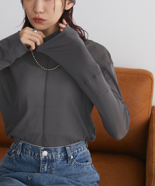 Auntie Rosa Holiday（アンティローザホリデー）の「パワーメッシュシアーロンTEE（Tシャツ/カットソー・レディース・ボルドー/ブラック/オフホワイト/グレー/ブルー/オレンジ系/グリーン・FREE）」の8枚目の写真