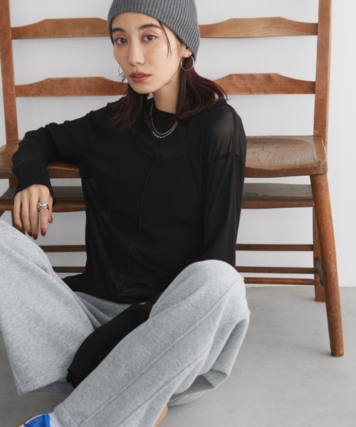 Auntie Rosa Holiday（アンティローザホリデー）の「パワーメッシュシアーロンTEE（Tシャツ/カットソー・レディース・ボルドー/ブラック/オフホワイト/グレー/ブルー/オレンジ系/グリーン・FREE）」の21枚目の写真