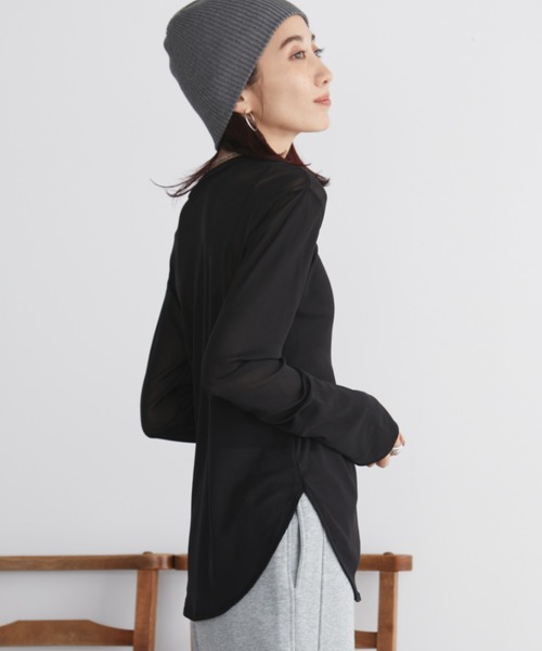 Auntie Rosa Holiday（アンティローザホリデー）の「パワーメッシュシアーロンTEE（Tシャツ/カットソー・レディース・ボルドー/ブラック/オフホワイト/グレー/ブルー/オレンジ系/グリーン・FREE）」の22枚目の写真