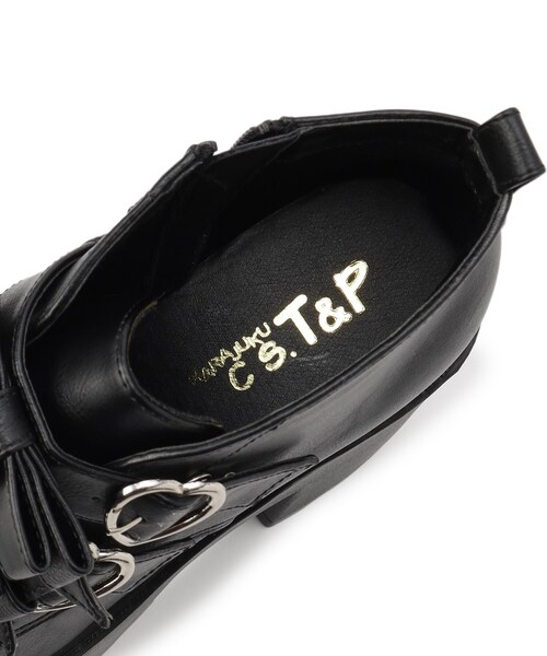 cs T&P(シーエスティーアンドピー)の「ビジューハート付ダブルリボン厚底ショートブーツ(ブーツ・レディース・ブラック系1/ブラック/ホワイト系2/パープル系2・LL/S/M/L)」の16枚目の写真