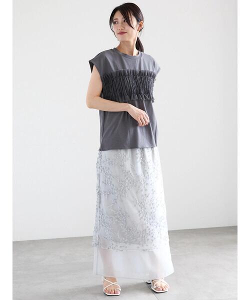 Te chichi（テチチ）の「チュールドッキングカットソープルオーバー（Tシャツ/カットソー・レディース・ブラウン/グレー/ブラック・F）」の5枚目の写真