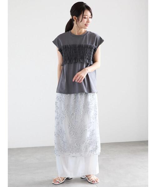 Te chichi（テチチ）の「チュールドッキングカットソープルオーバー（Tシャツ/カットソー・レディース・ブラウン/グレー/ブラック・F）」の6枚目の写真