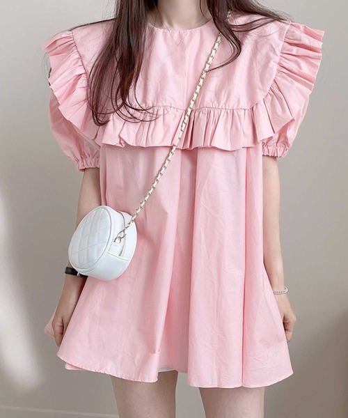 frunco（フランコ）の「【各サイト限定価格】BIGカラーAラインチュニック（チュニック・レディース・ネイビー/ピンク/ホワイト・FREE）」の3枚目の写真