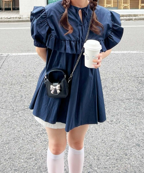 frunco（フランコ）の「【各サイト限定価格】BIGカラーAラインチュニック（チュニック・レディース・ネイビー/ピンク/ホワイト・FREE）」の7枚目の写真