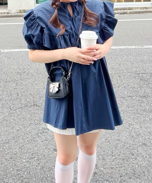 frunco（フランコ）の「【各サイト限定価格】BIGカラーAラインチュニック（チュニック・レディース・ネイビー/ピンク/ホワイト・FREE）」の9枚目の写真