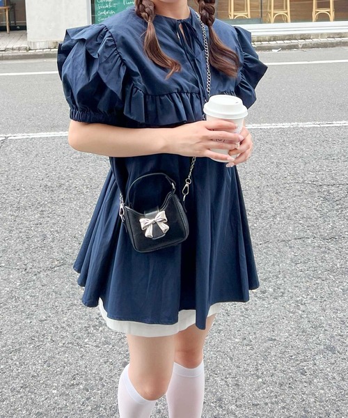 frunco（フランコ）の「【各サイト限定価格】BIGカラーAラインチュニック（チュニック・レディース・ネイビー/ピンク/ホワイト・FREE）」の10枚目の写真