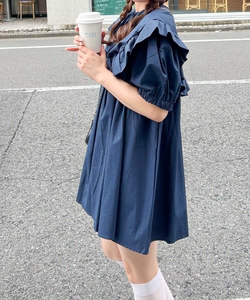 frunco（フランコ）の「【各サイト限定価格】BIGカラーAラインチュニック（チュニック・レディース・ネイビー/ピンク/ホワイト・FREE）」の12枚目の写真