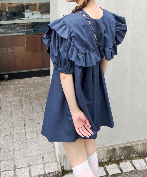 frunco（フランコ）の「【各サイト限定価格】BIGカラーAラインチュニック（チュニック・レディース・ネイビー/ピンク/ホワイト・FREE）」の14枚目の写真