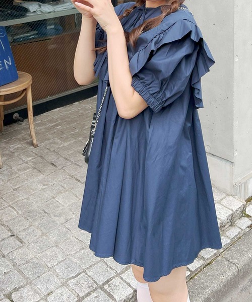 frunco（フランコ）の「【各サイト限定価格】BIGカラーAラインチュニック（チュニック・レディース・ネイビー/ピンク/ホワイト・FREE）」の19枚目の写真