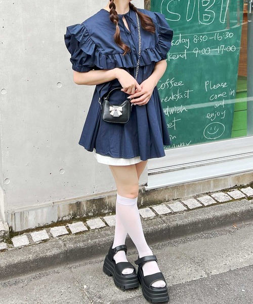 frunco（フランコ）の「【各サイト限定価格】BIGカラーAラインチュニック（チュニック・レディース・ネイビー/ピンク/ホワイト・FREE）」の20枚目の写真