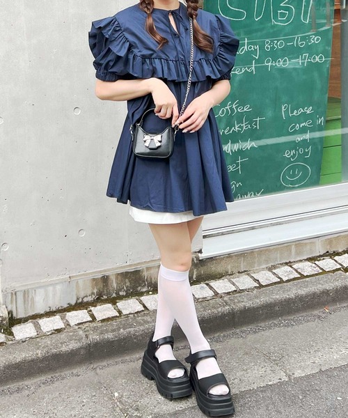 frunco（フランコ）の「【各サイト限定価格】BIGカラーAラインチュニック（チュニック・レディース・ネイビー/ピンク/ホワイト・FREE）」の21枚目の写真