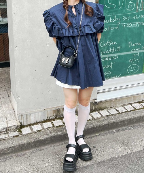 frunco（フランコ）の「【各サイト限定価格】BIGカラーAラインチュニック（チュニック・レディース・ネイビー/ピンク/ホワイト・FREE）」の22枚目の写真