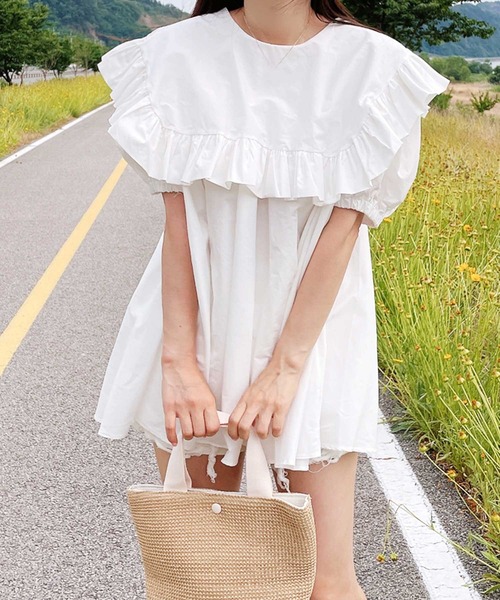 frunco（フランコ）の「【各サイト限定価格】BIGカラーAラインチュニック（チュニック・レディース・ネイビー/ピンク/ホワイト・FREE）」の4枚目の写真