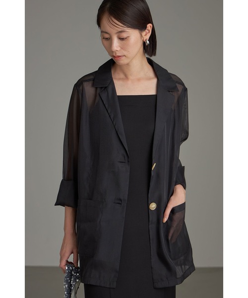 &. NOSTALGIA（アンドドットノスタルジア）の「シアーテーラードジャケット（テーラードジャケット・レディース・ベージュ/ブラック・M）」の2枚目の写真