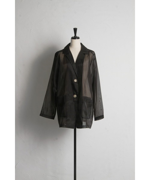 &. NOSTALGIA（アンドドットノスタルジア）の「シアーテーラードジャケット（テーラードジャケット・レディース・ベージュ/ブラック・M）」の12枚目の写真