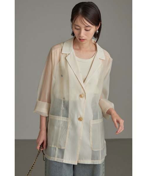 &. NOSTALGIA（アンドドットノスタルジア）の「シアーテーラードジャケット（テーラードジャケット・レディース・ベージュ/ブラック・M）」の3枚目の写真