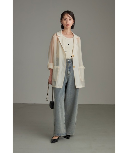 &. NOSTALGIA（アンドドットノスタルジア）の「シアーテーラードジャケット（テーラードジャケット・レディース・ベージュ/ブラック・M）」の4枚目の写真