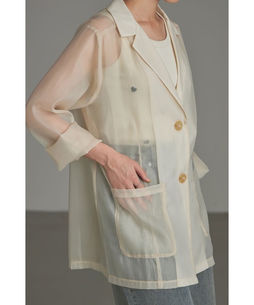 &. NOSTALGIA（アンドドットノスタルジア）の「シアーテーラードジャケット（テーラードジャケット・レディース・ベージュ/ブラック・M）」の5枚目の写真