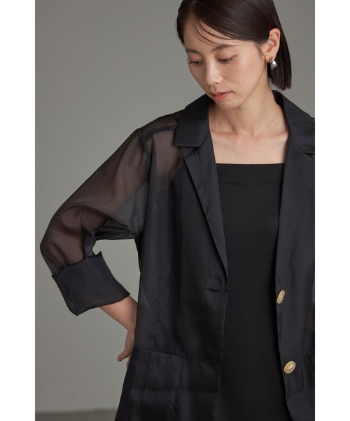 &. NOSTALGIA（アンドドットノスタルジア）の「シアーテーラードジャケット（テーラードジャケット・レディース・ベージュ/ブラック・M）」の8枚目の写真