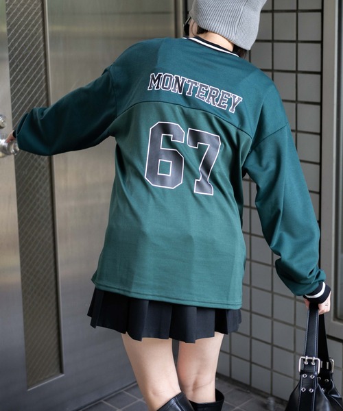WEGO(ウィゴー)の「WEGO/ナンバリング切り替えプルオーバー(スウェット・レディース・ワイン/ブラック/ダークグリーン/ホワイト/その他1・FREE)」の3枚目の写真