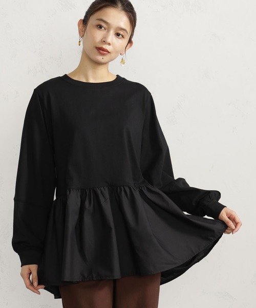 FOUND GOOD（ファウンドグッド）の「布帛裾切替プルオーバー（Tシャツ/カットソー・レディース・ブラック/グレー系/ブラウン系3/ホワイト系5/レッド系8/グレー系8・S/M/L）」の3枚目の写真