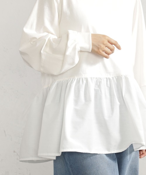 FOUND GOOD（ファウンドグッド）の「布帛裾切替プルオーバー（Tシャツ/カットソー・レディース・ブラック/グレー系/ブラウン系3/ホワイト系5/レッド系8/グレー系8・S/M/L）」の13枚目の写真