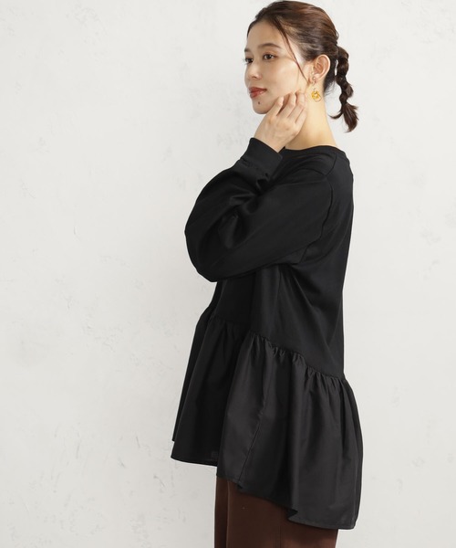 FOUND GOOD（ファウンドグッド）の「布帛裾切替プルオーバー（Tシャツ/カットソー・レディース・ブラック/グレー系/ブラウン系3/ホワイト系5/レッド系8/グレー系8・S/M/L）」の16枚目の写真