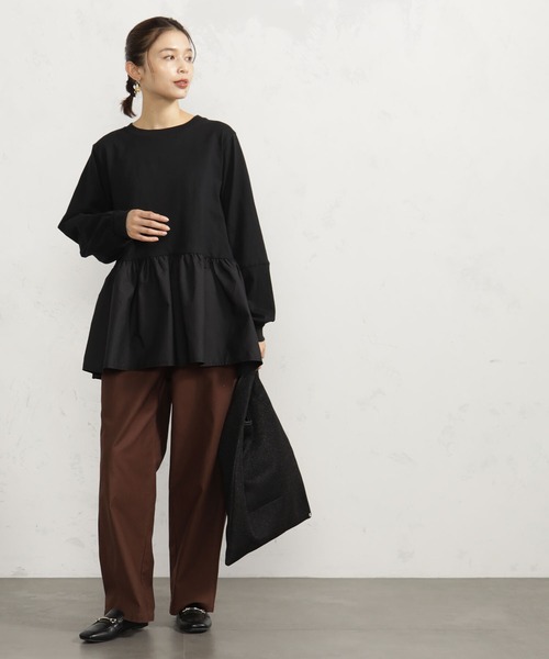 FOUND GOOD（ファウンドグッド）の「布帛裾切替プルオーバー（Tシャツ/カットソー・レディース・ブラック/グレー系/ブラウン系3/ホワイト系5/レッド系8/グレー系8・S/M/L）」の18枚目の写真