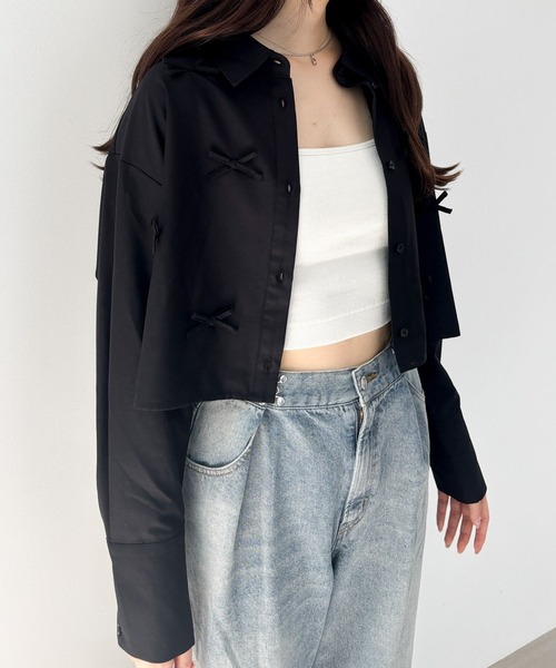 Heather(ヘザー)の「リボンモチーフシャツ 146563(シャツ/ブラウス・レディース・ブラック/オフホワイト/ブラウン系その他・FREE)」の7枚目の写真