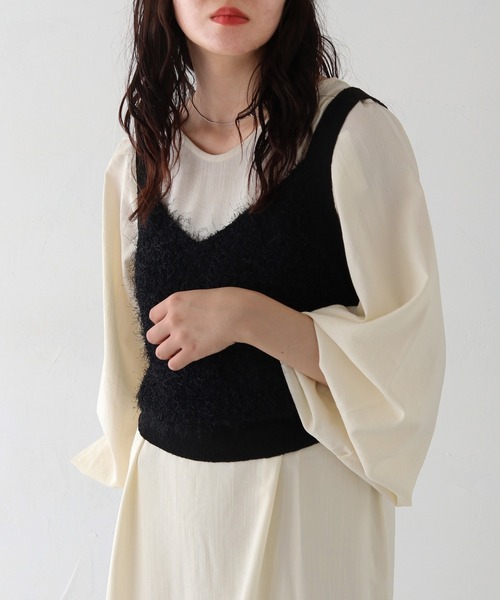 HER CLOSET（ハークローゼット）の「【vingtrois】フリンジニットビスチェ（ベスト・レディース・ブラウン/ブラック/アイボリー・M）」の15枚目の写真