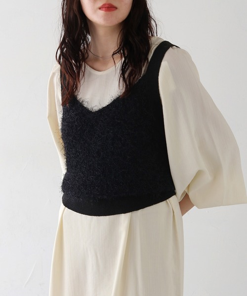 HER CLOSET（ハークローゼット）の「【vingtrois】フリンジニットビスチェ（ベスト・レディース・ブラウン/ブラック/アイボリー・M）」の14枚目の写真