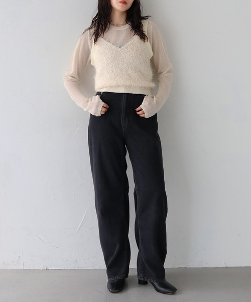 HER CLOSET（ハークローゼット）の「【vingtrois】フリンジニットビスチェ（ベスト・レディース・ブラウン/ブラック/アイボリー・M）」の11枚目の写真