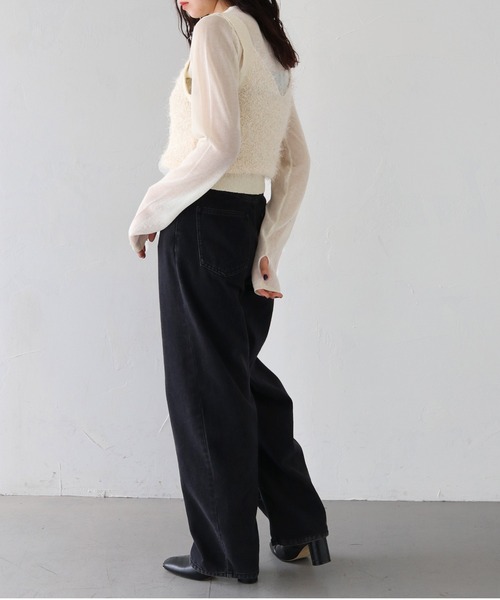 HER CLOSET（ハークローゼット）の「【vingtrois】フリンジニットビスチェ（ベスト・レディース・ブラウン/ブラック/アイボリー・M）」の12枚目の写真