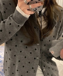 c.u.l | ラウンドネック ドット柄 ニットカーディガン culw767(カーディガン/ボレロ)