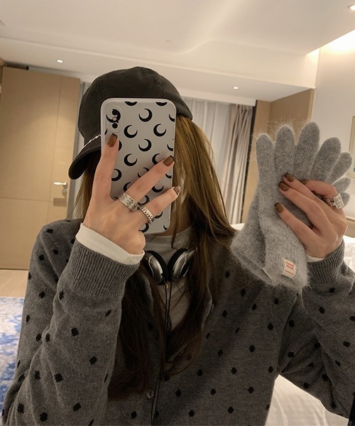 c.u.l（シーユーエル）の「ラウンドネック ドット柄 ニットカーディガン culw767（カーディガン/ボレロ・レディース・ブラック/グレー・FREE）」の10枚目の写真